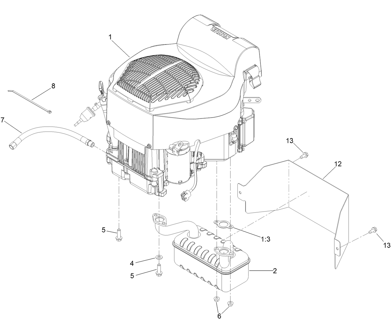 Engine and Muffler Assembly