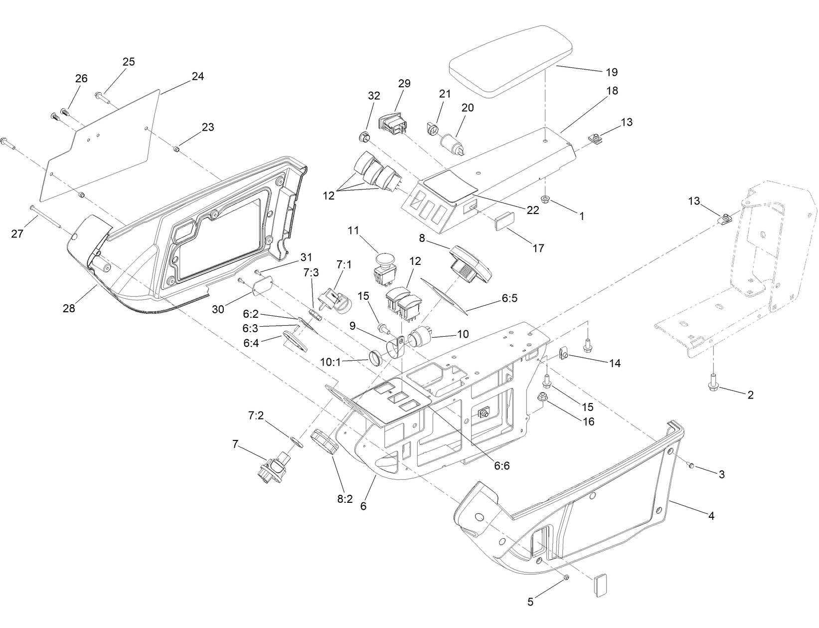 Armrest Control Panel Assembly