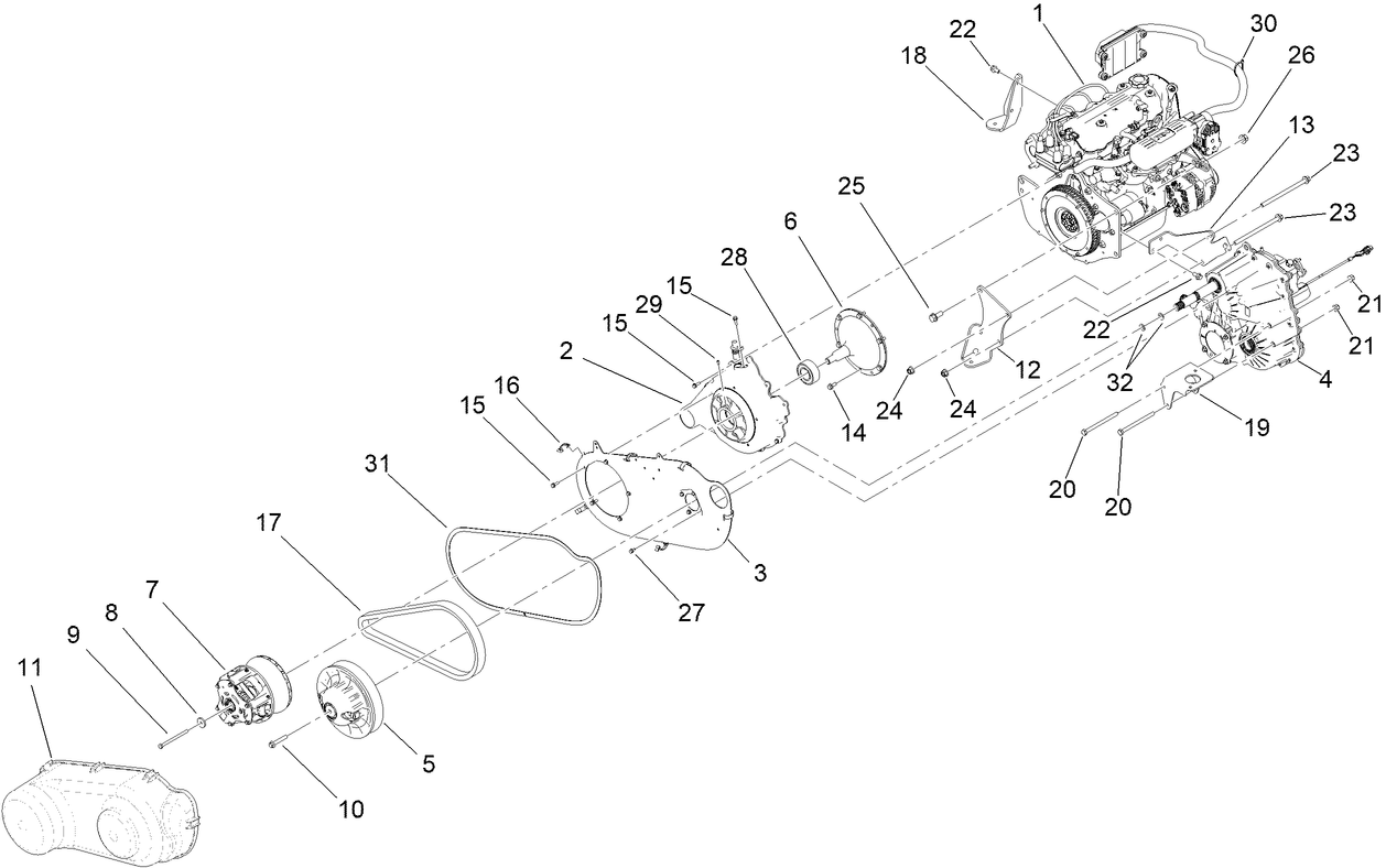 Engine, Transaxle and Clutch Assembly