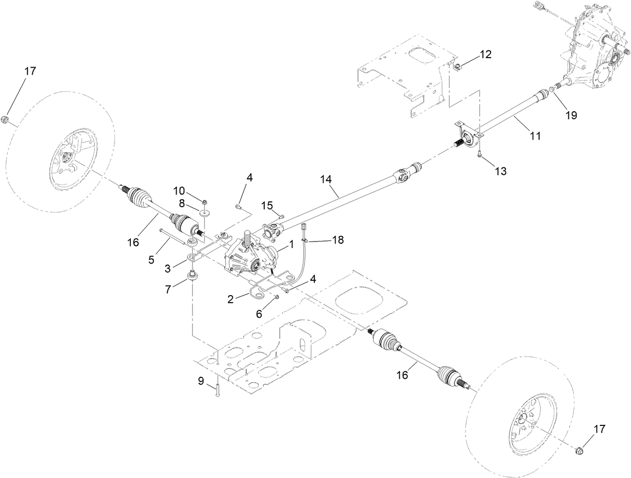 Front Differential and Driveshaft Assembly