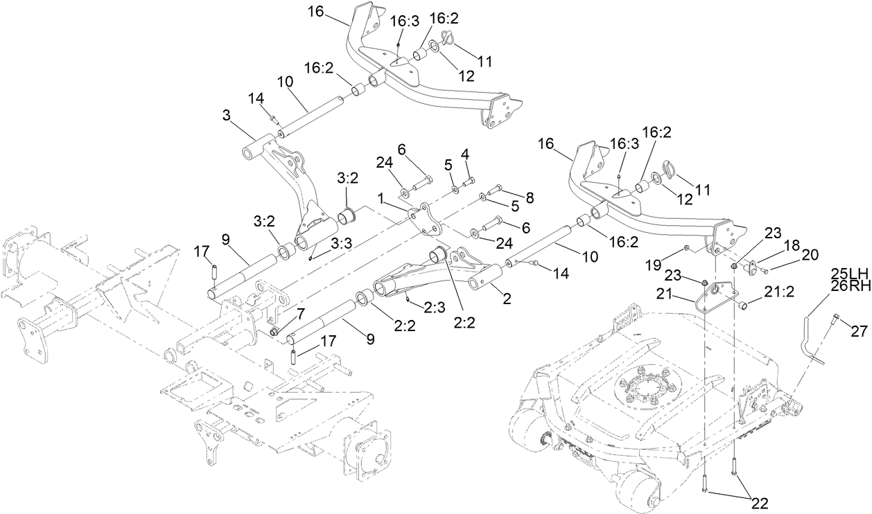 No. 2 and 3 Lift Arm and Deck Assembly