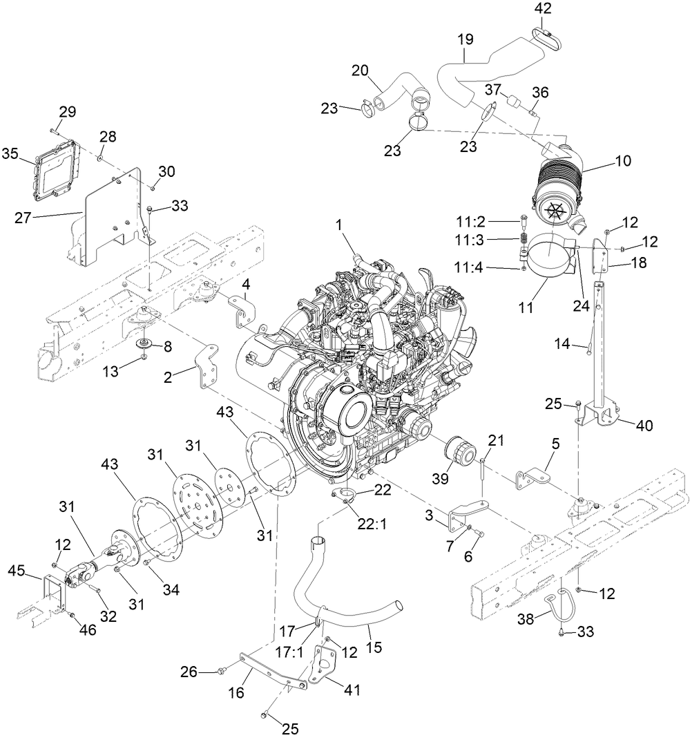 Engine, Muffler and Air Cleaner Assembly