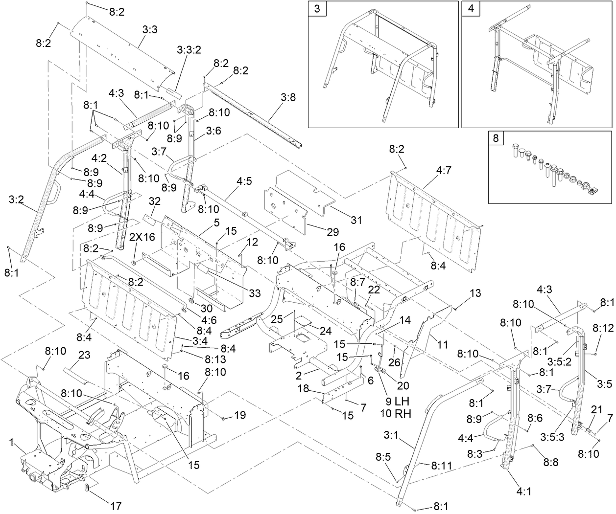 Frame and ROPS Assembly