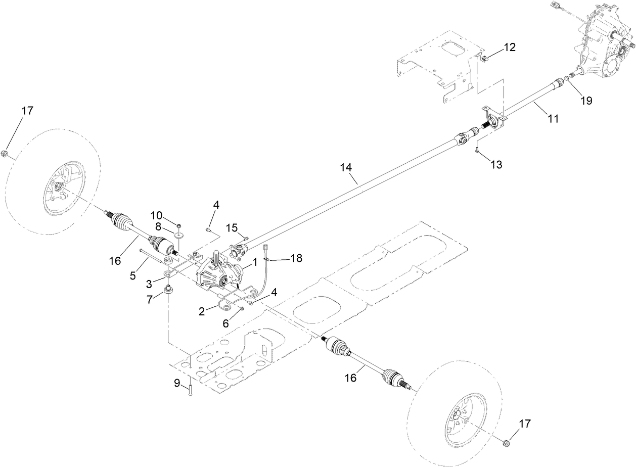 Front Differential and Driveshaft Assembly