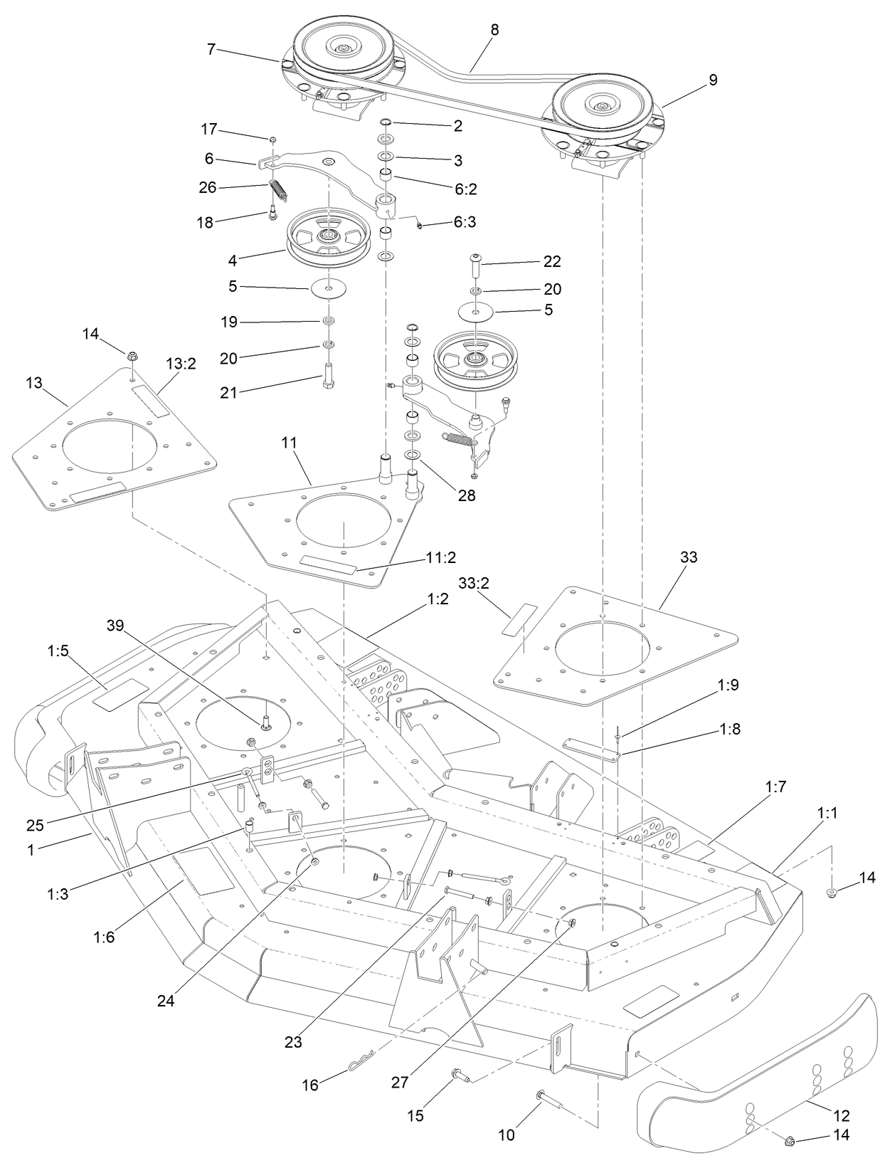 Front Deck Idler and Skid Assembly