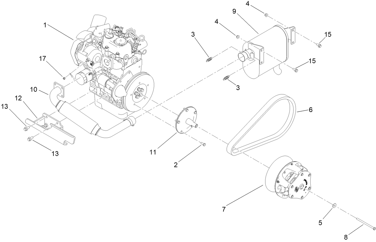 Engine, Primary Clutch and Exhaust Assembly