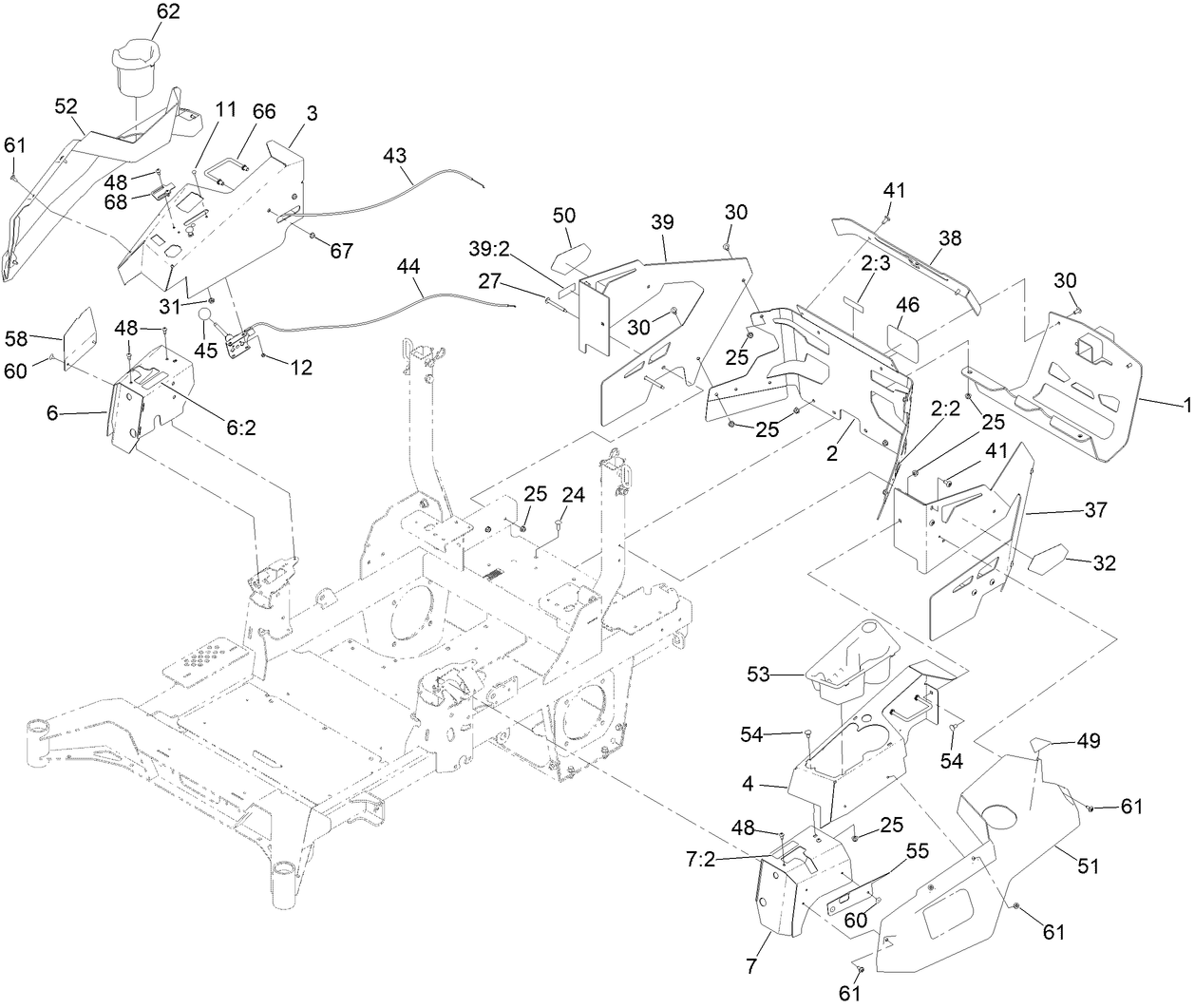 Throttle, Choke Cables and Guard Assembly
