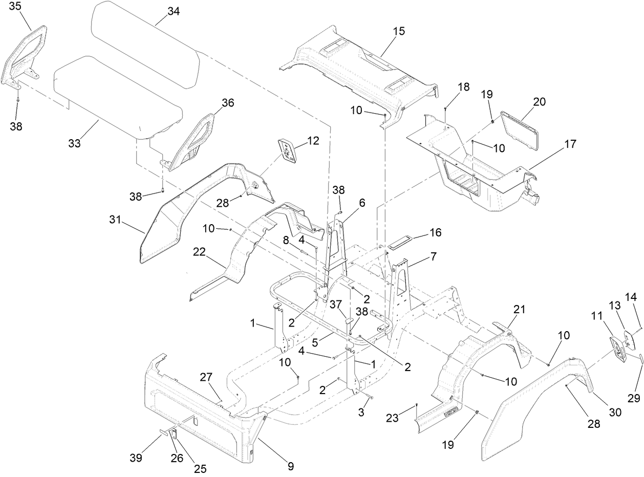 Main Seat and Rear Fenders Assembly