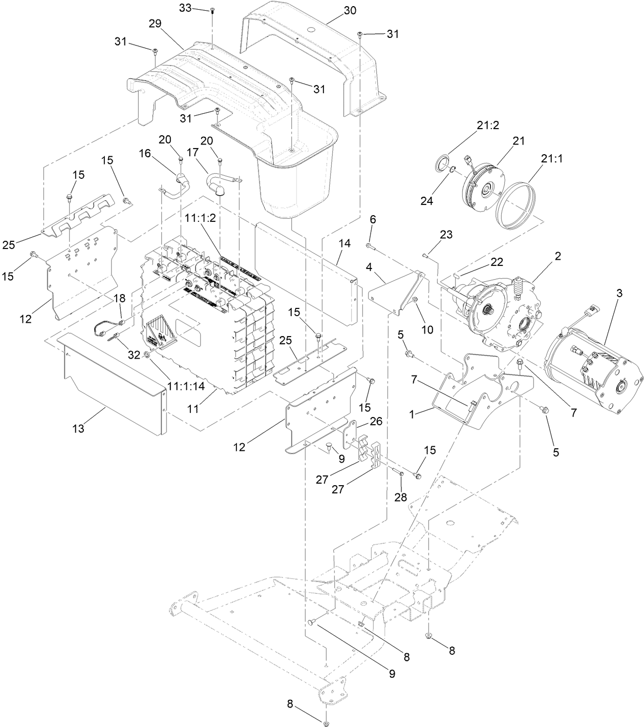 Batteries, Motor and Transaxle Assembly