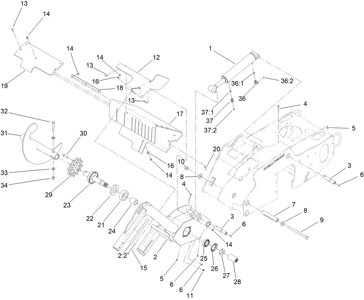 Trencher Head and Lift Assembly
