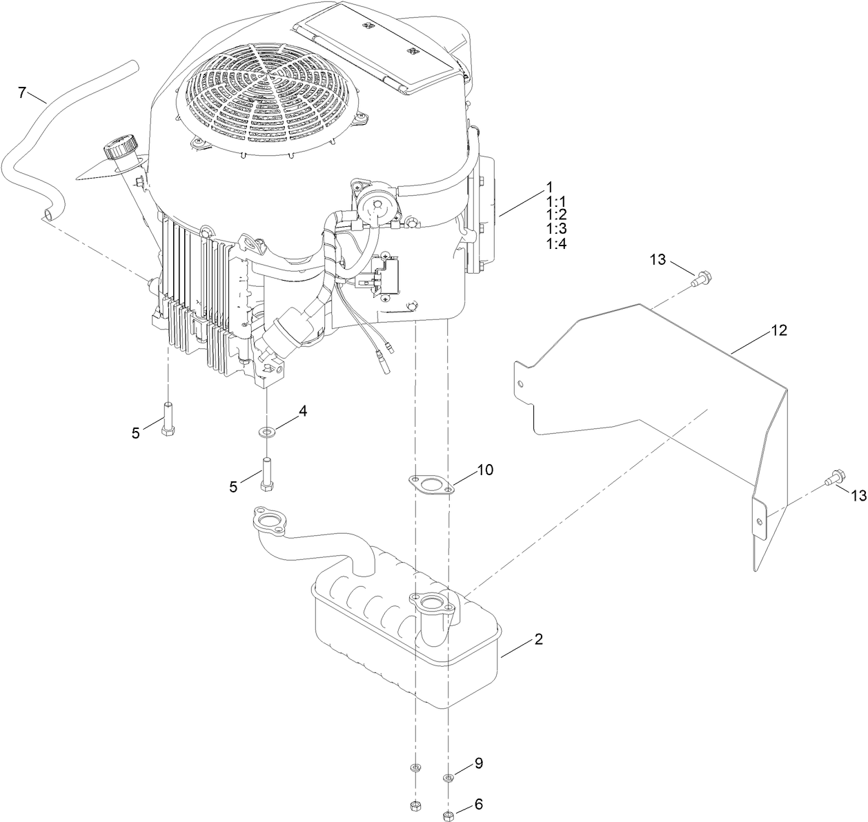 Engine and Muffler Assembly