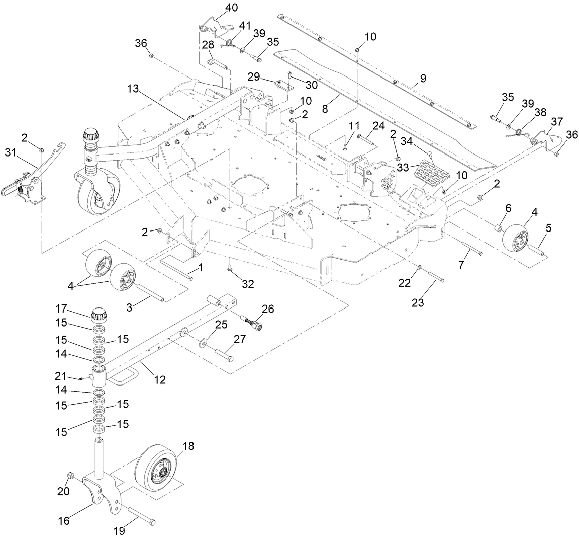 Caster Wheel and Latch Assembly