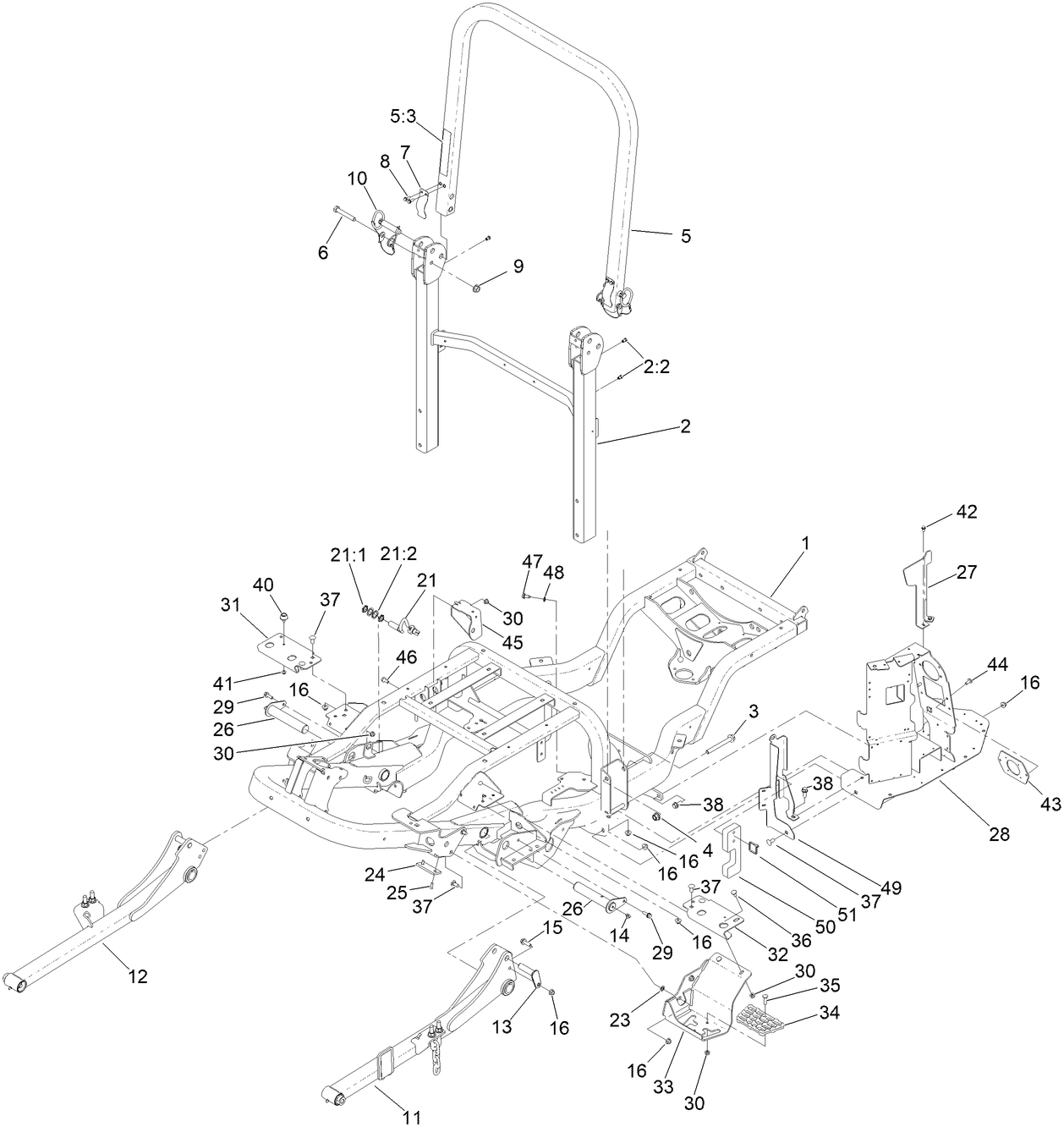 Frame and Roll-Over Protection System Assembly