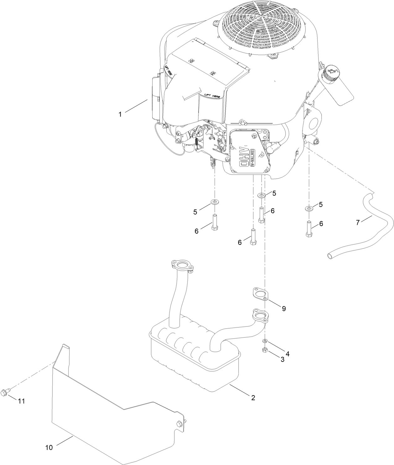 Engine and Muffler Assembly
