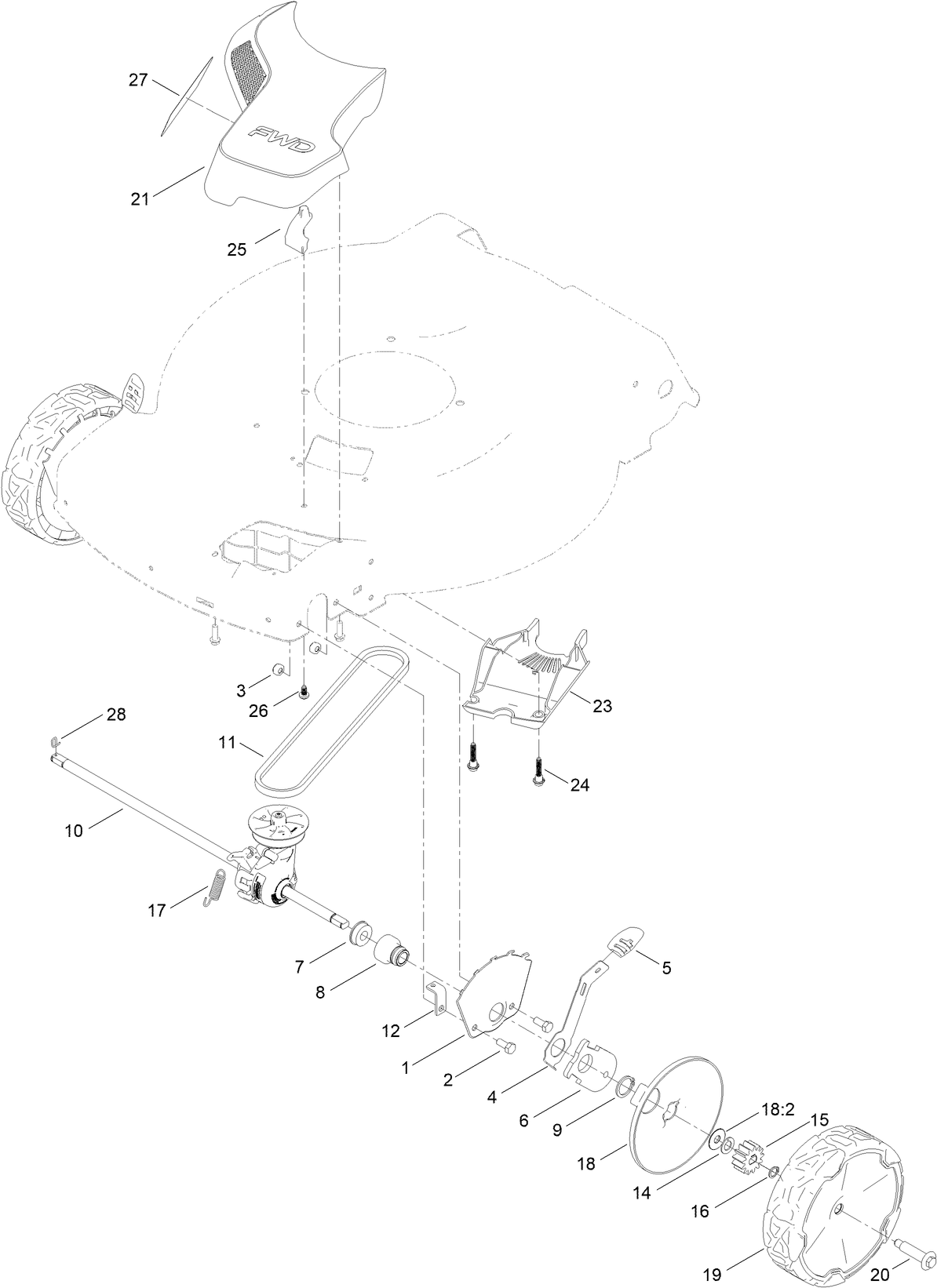 Front Wheel and Height-of-Cut Assembly