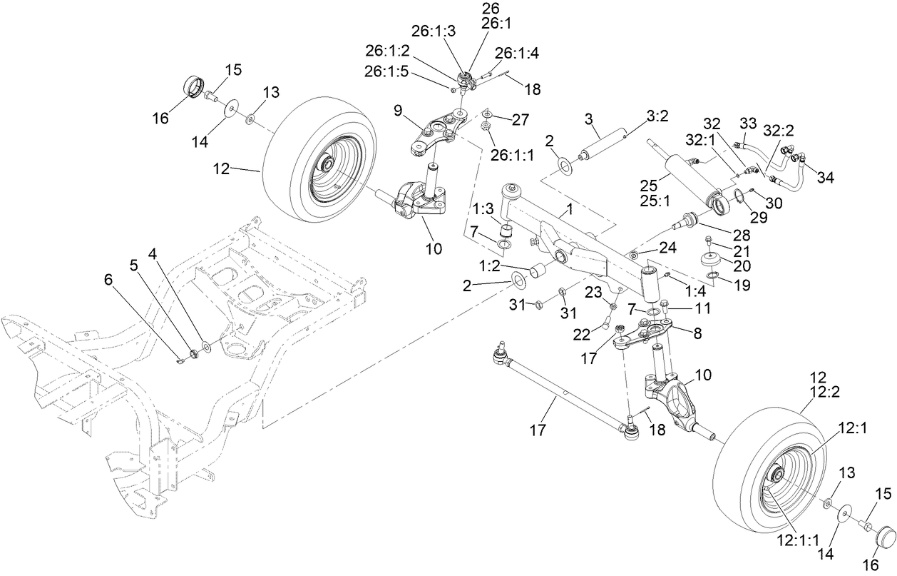 Rear Axle and Wheel Assembly