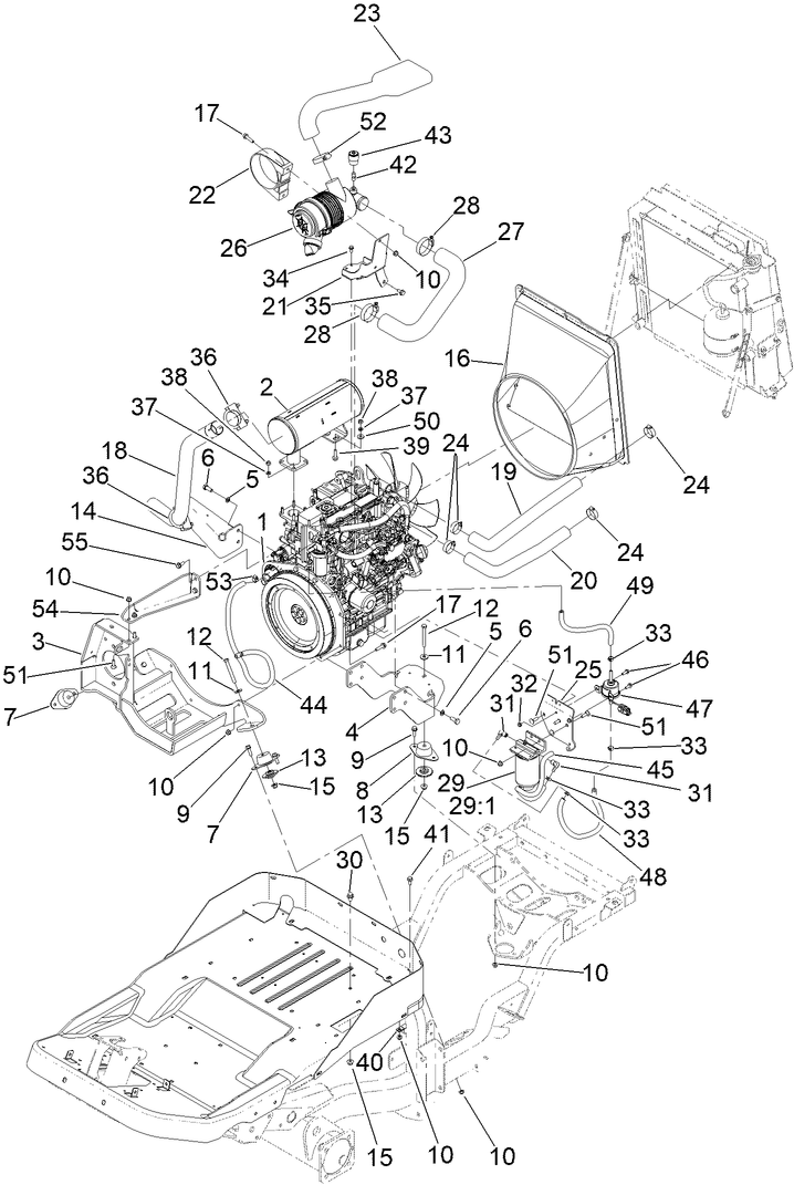 Engine, Muffler and Air Cleaner Assembly
