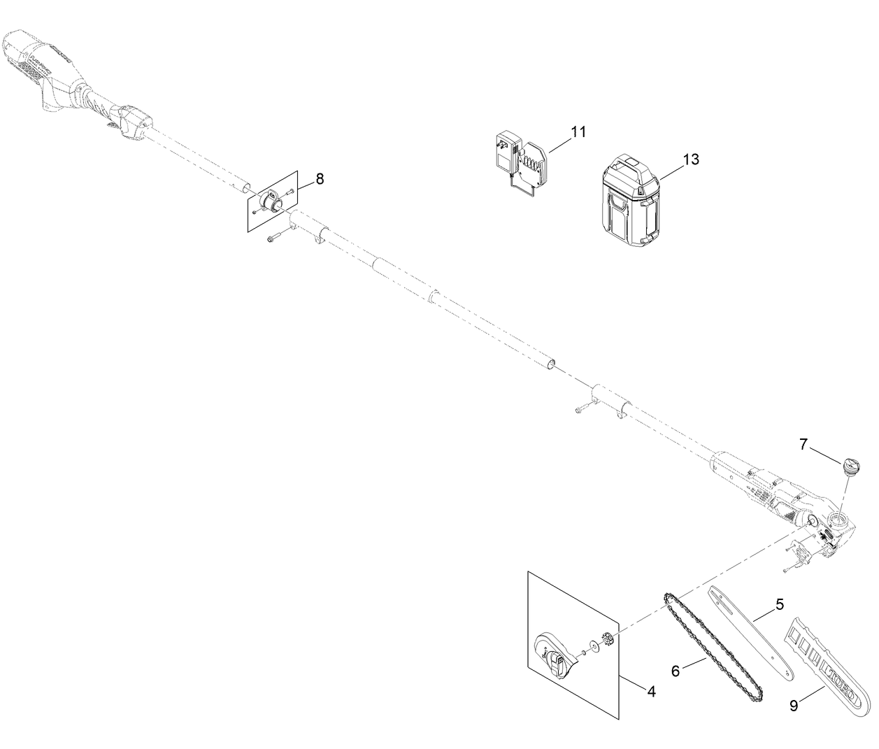 60V Pole Saw Assembly