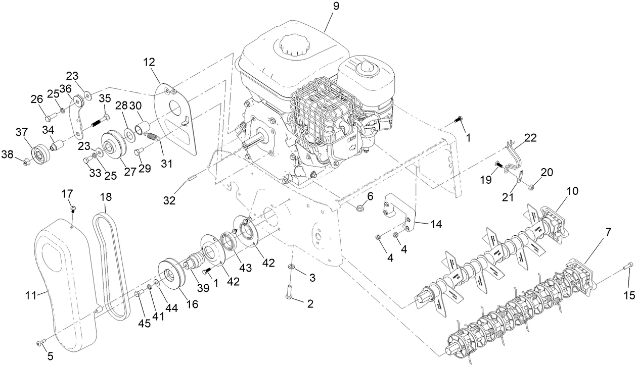 Engine and Pulley Assembly