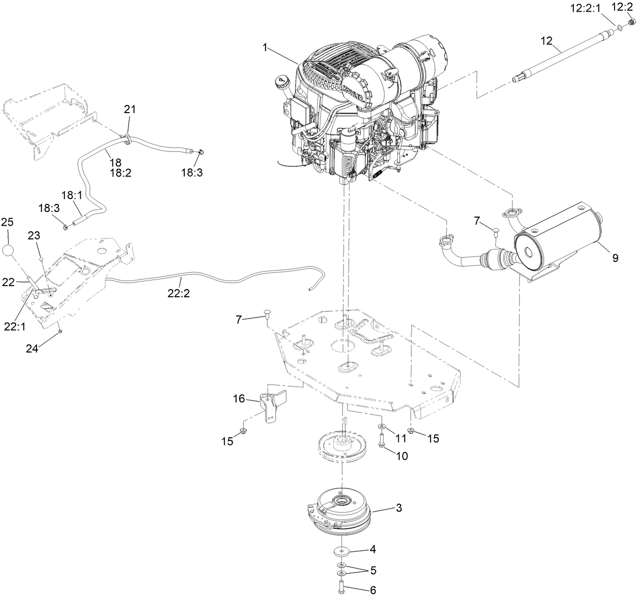 Engine, Clutch and Muffler Assembly