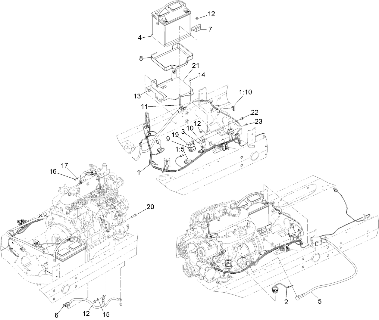 Battery and Engine Wiring Assembly