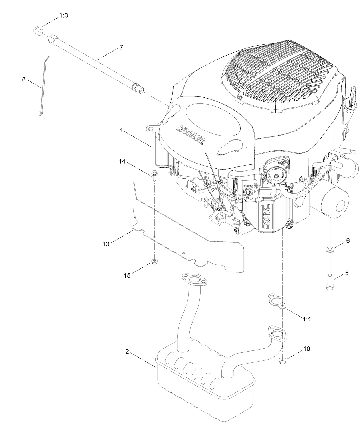 Engine and Muffler Assembly