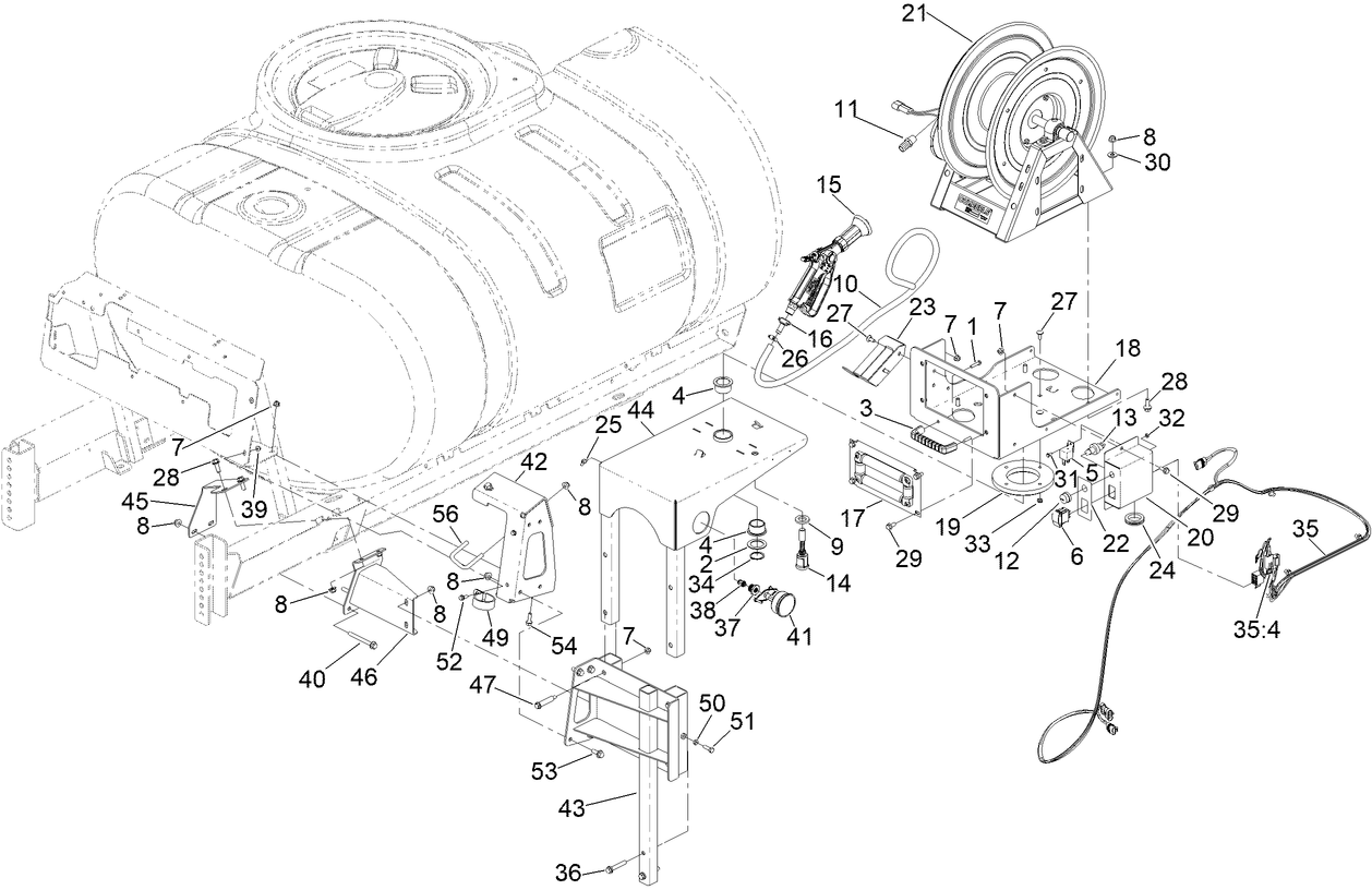 Hose Reel and Spray Gun Assembly