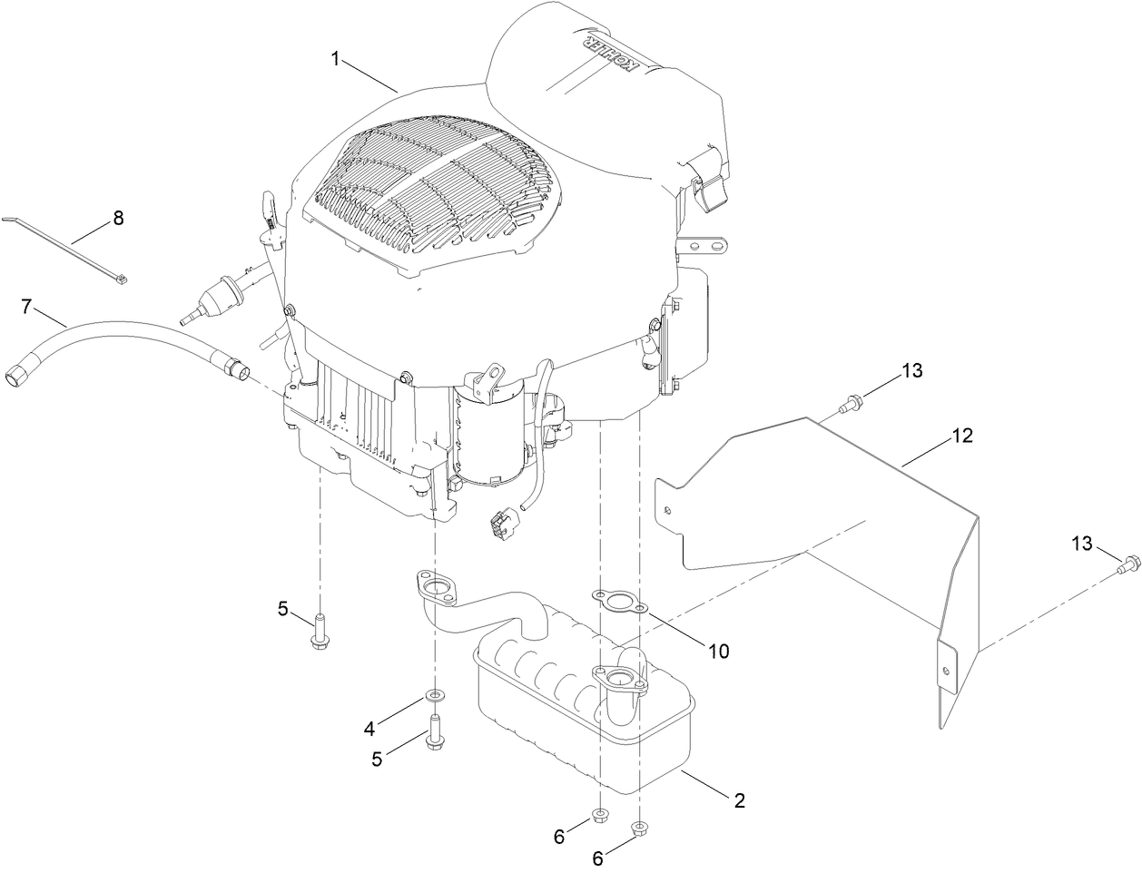 Engine and Muffler Assembly