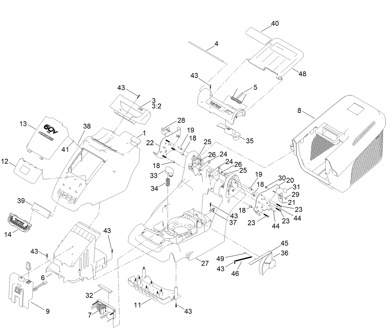 Deck and Grass Bag Assembly