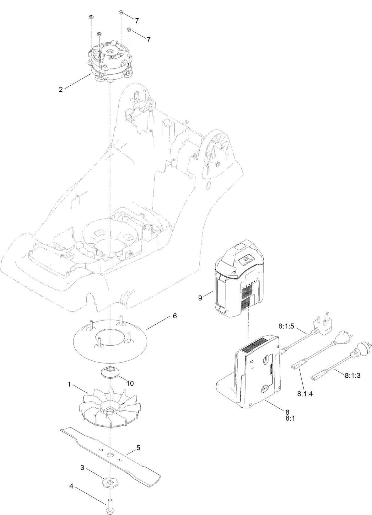 Motor, Battery and Blade Assembly