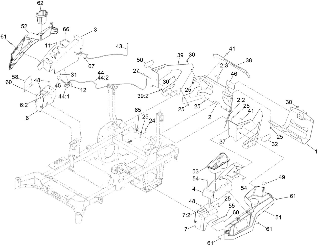 Throttle, Choke Cable and Guard Assembly