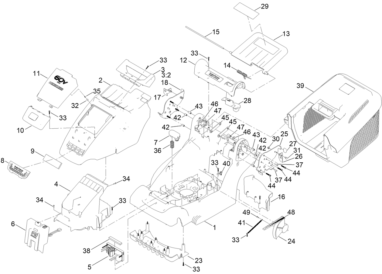 Deck and Grass Bag Assembly