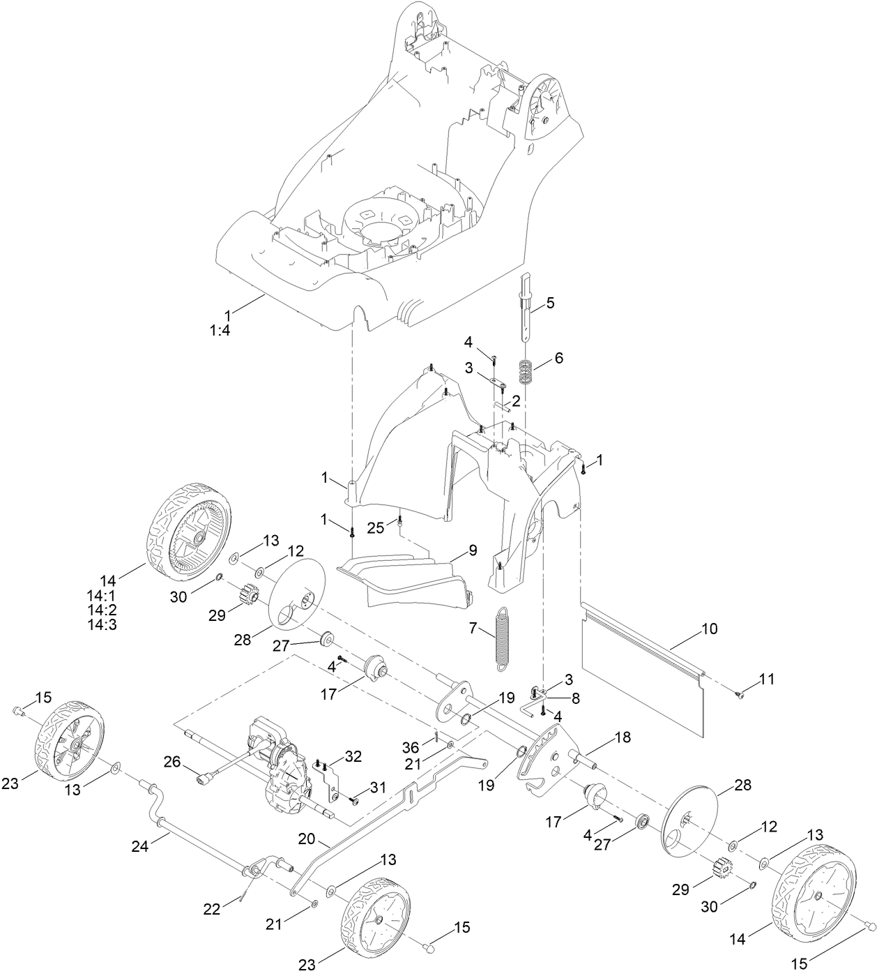 Traction and Height-of-Cut Assembly