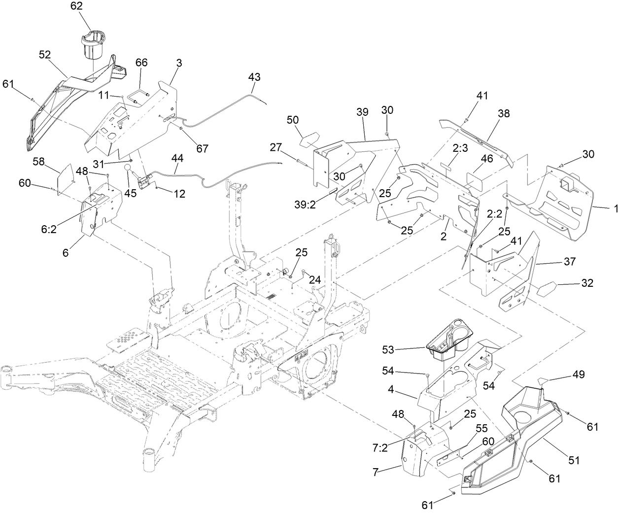 Throttle, Choke Cables and Guard Assembly