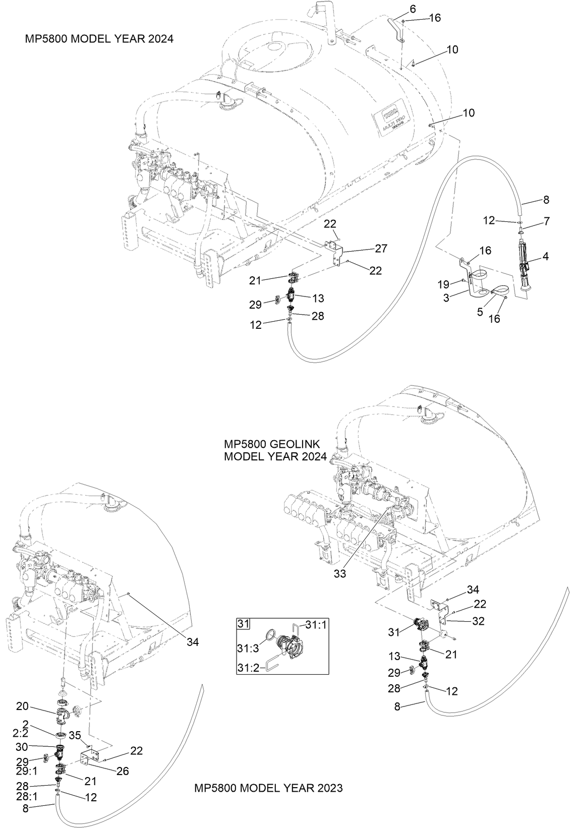 MP 5800 Hand Spray Wand Kit Assembly