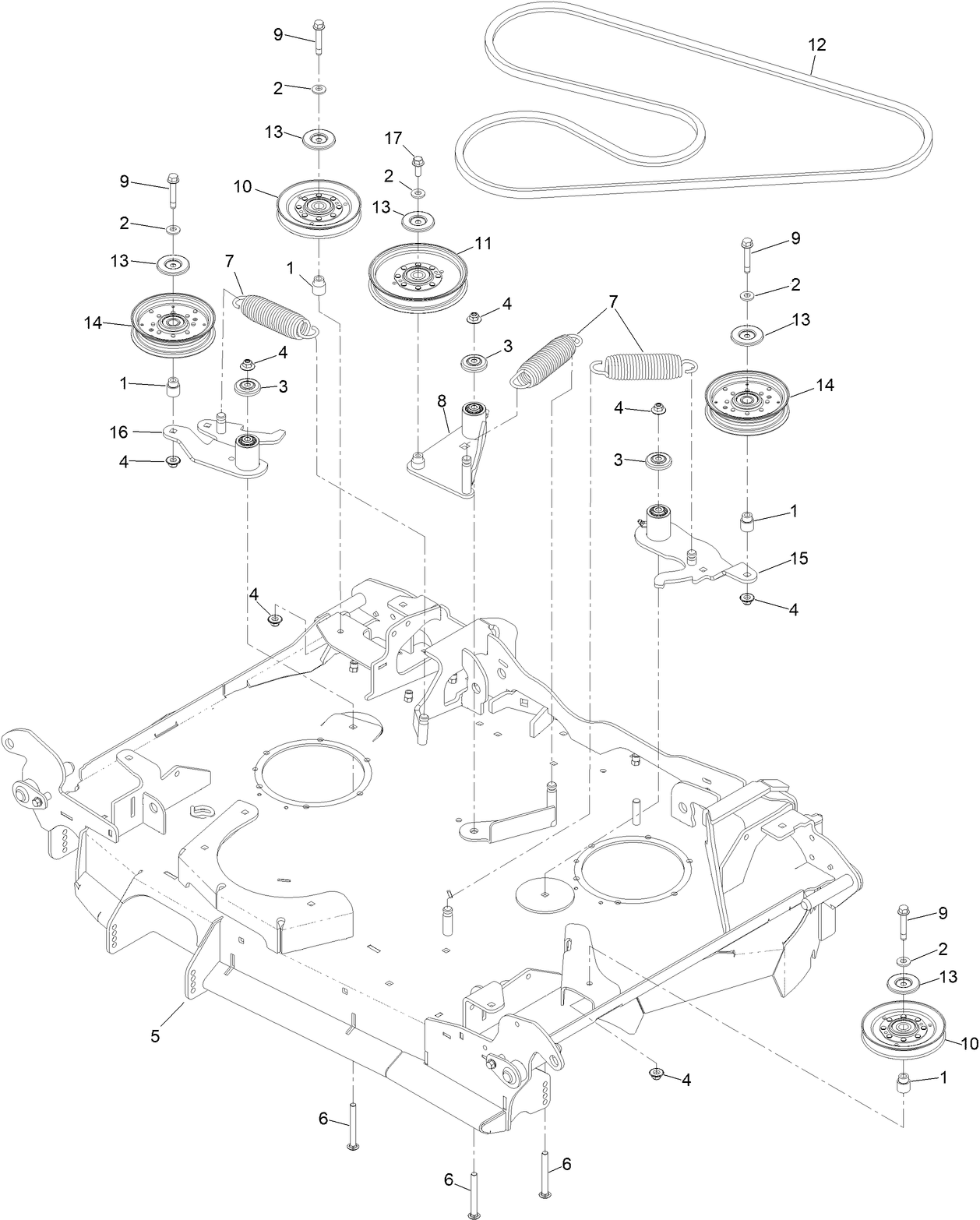 Center Deck Idler and Belt Assembly