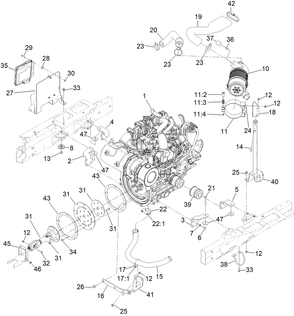 Engine, Muffler and Air Cleaner Assembly