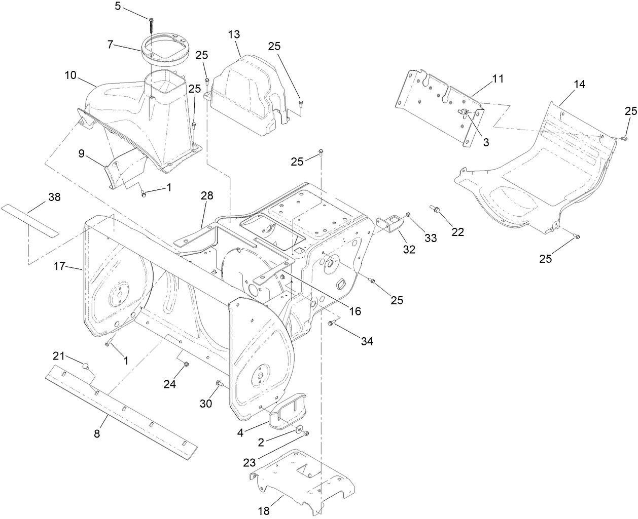 Main Frame and Auger Housing Assembly