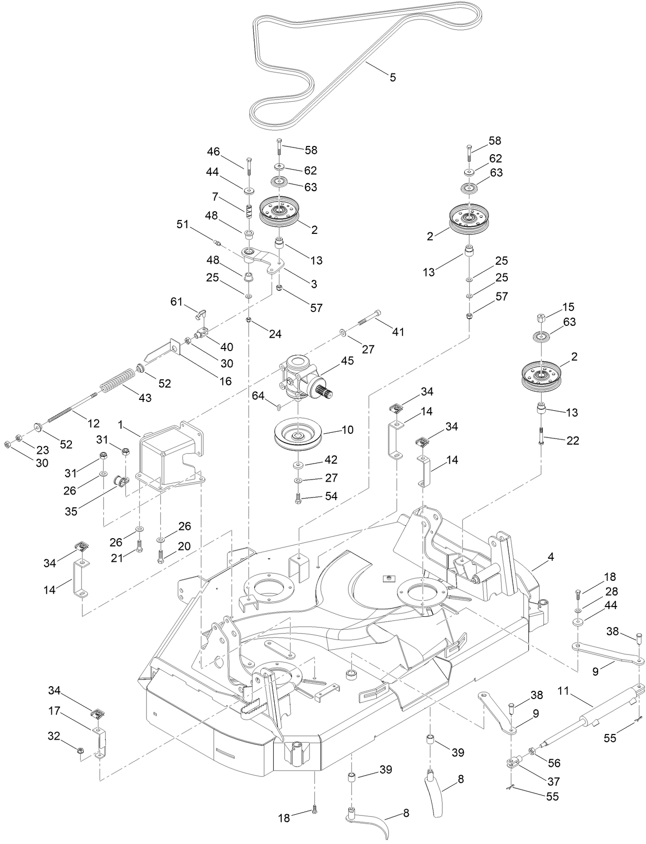 132 cm Cutting Deck Belt and Idlers Assembly