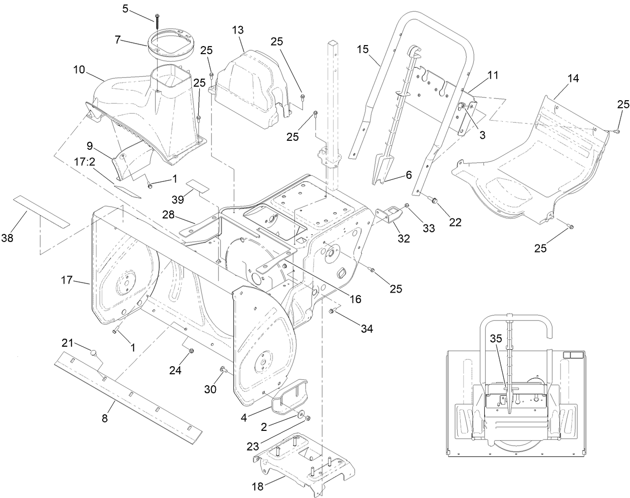 Main Frame and Auger Housing Assembly