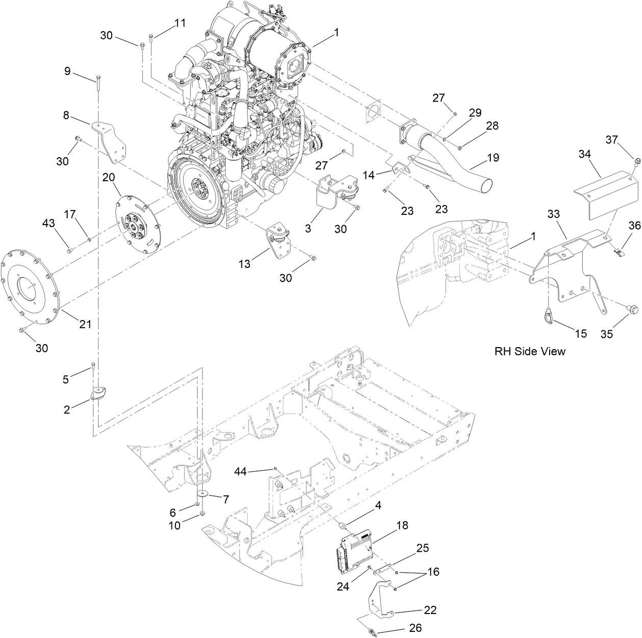 Engine and Mount Assembly