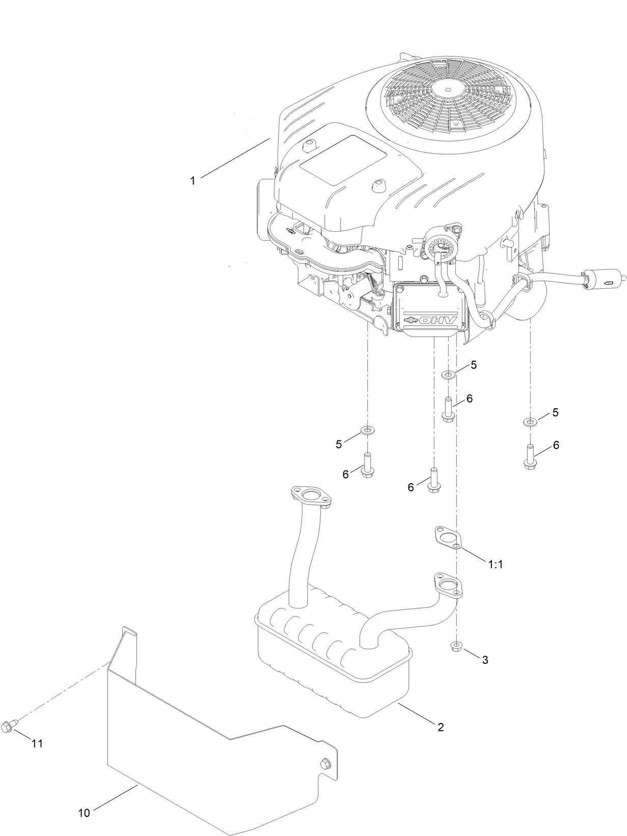 Engine and Muffler Assembly