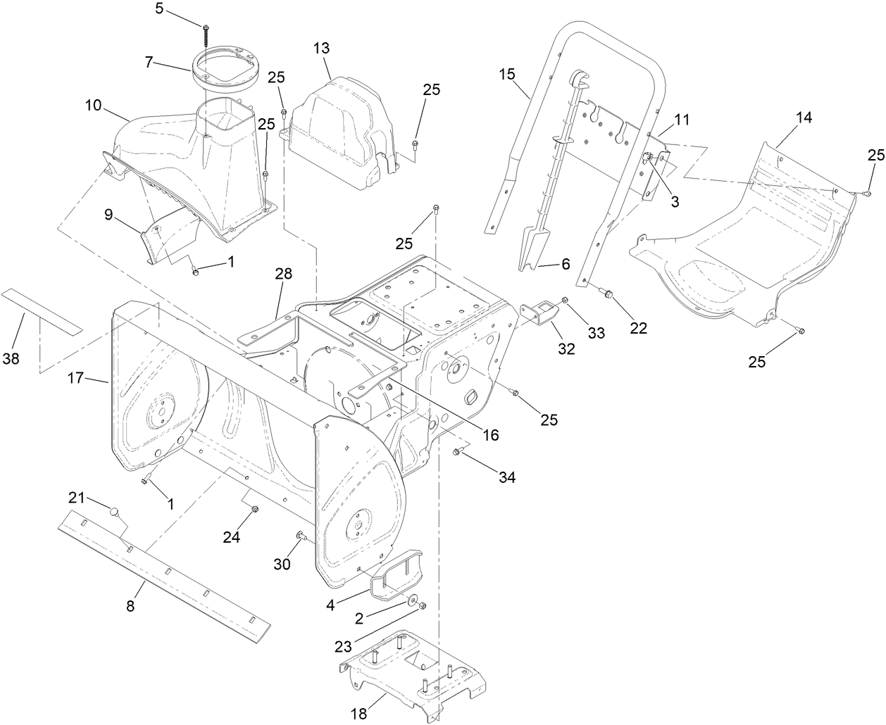 Main Frame and Auger Housing Assembly