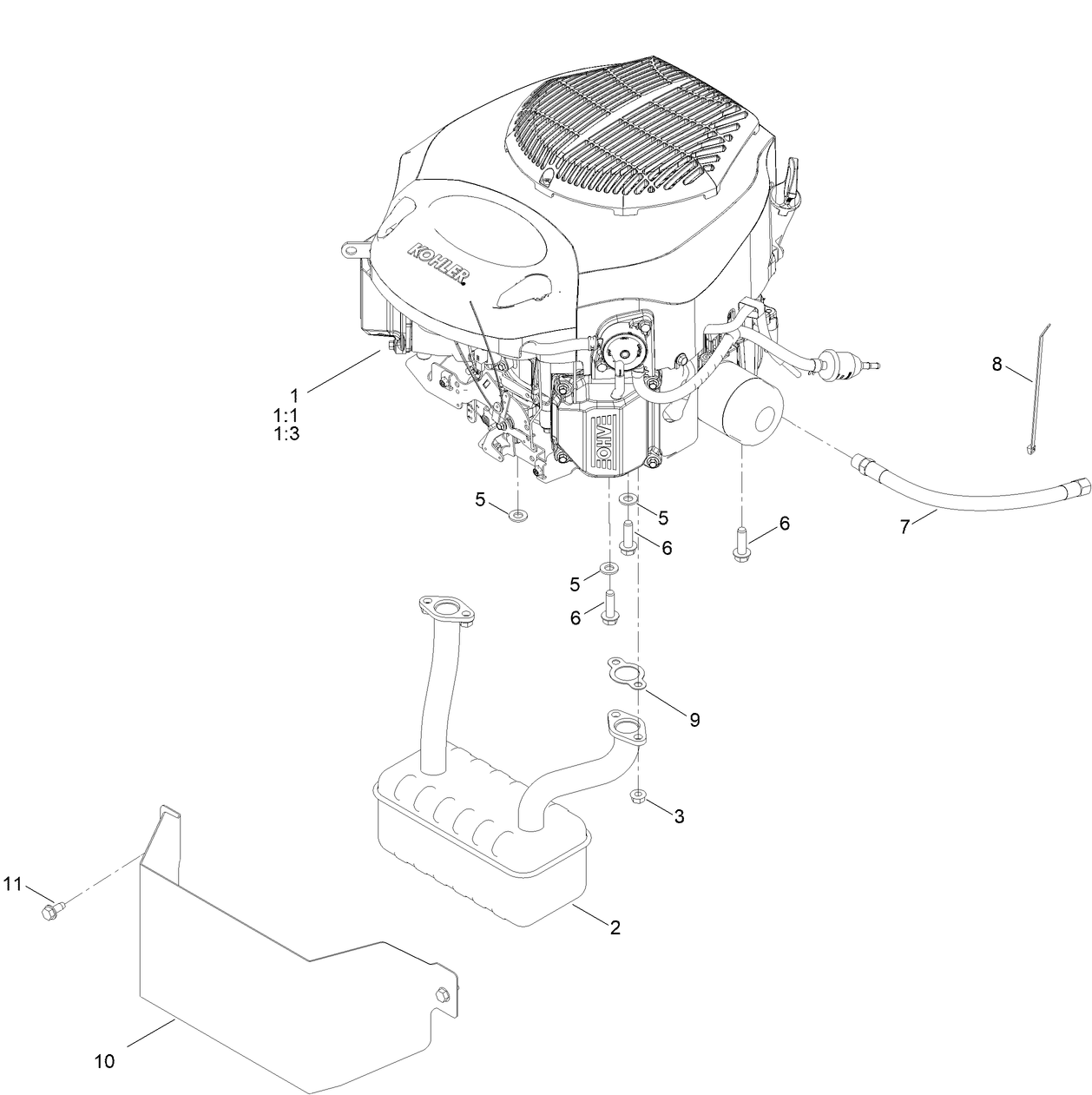 Engine and Muffler Assembly