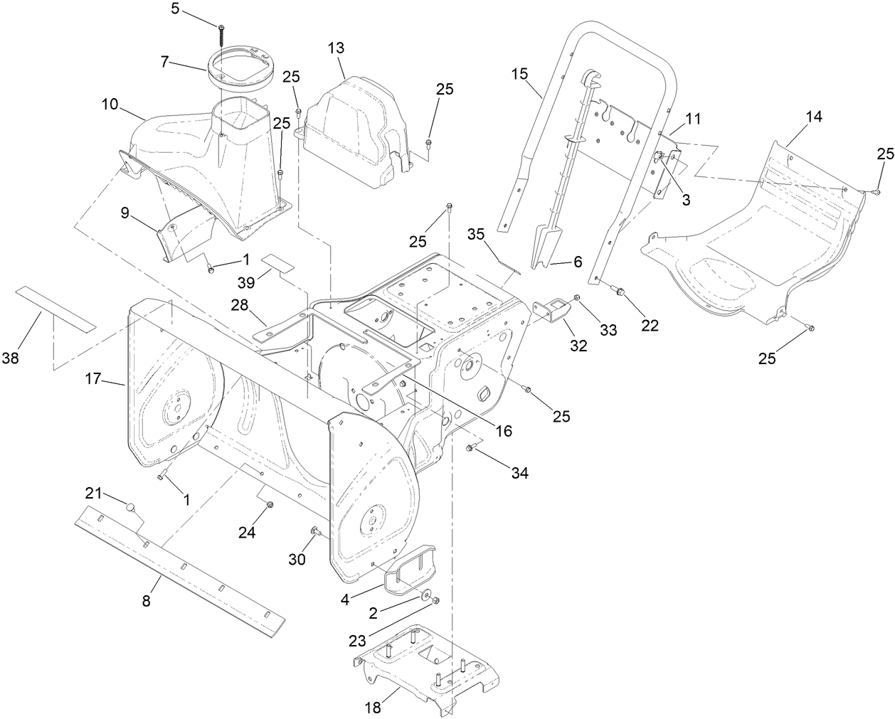 Main Frame and Auger Housing Assembly