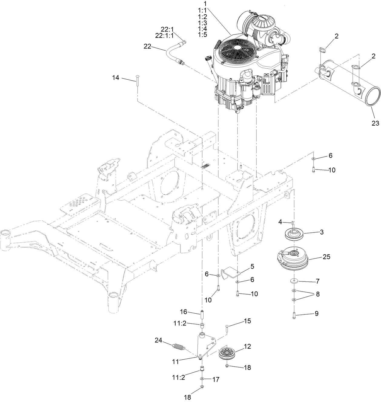 Engine, Clutch and Muffler Assembly