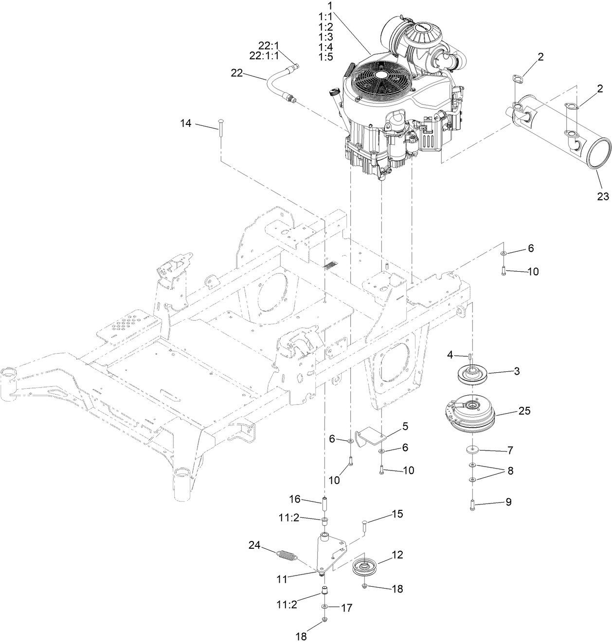 Engine, Clutch and Muffler Assembly