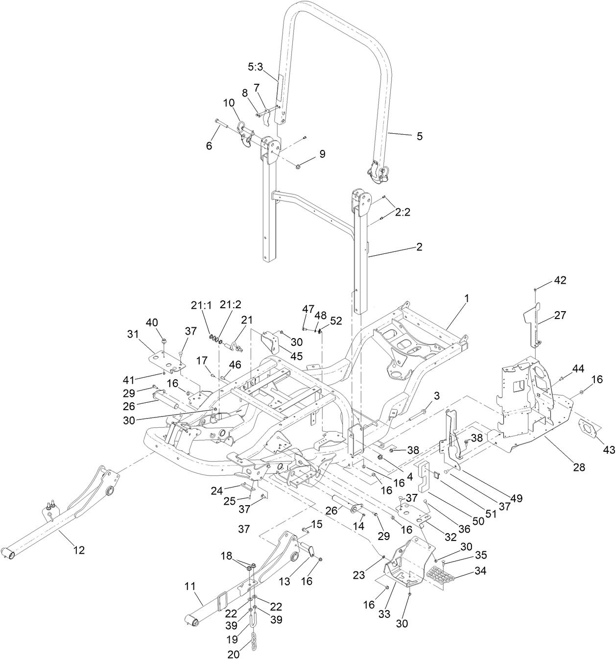 Frame and Roll-Over Protection System Assembly