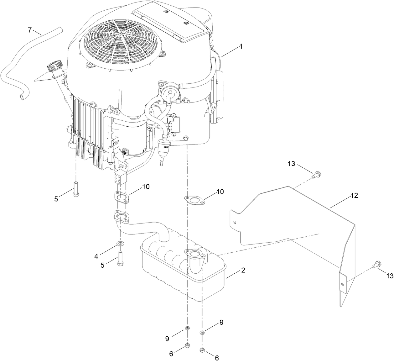 Engine and Muffler Assembly