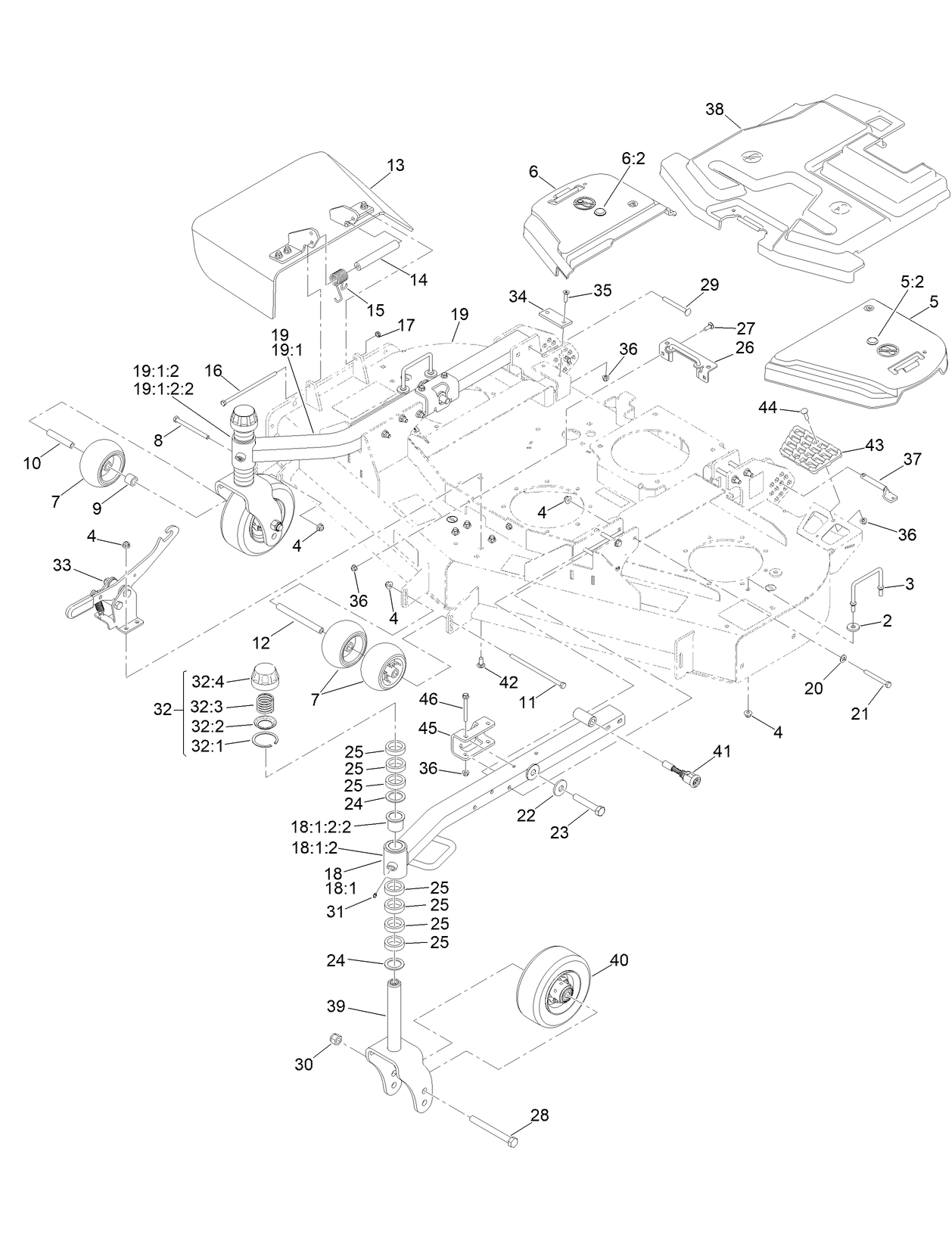 Belt Cover, Arm Caster and Wheel Assembly